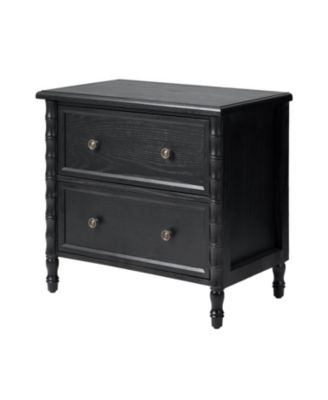 Nicola Transitional 26''W 2-Drawer Spindle End Table with Charging Station