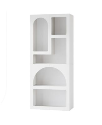 Geometric Display Bookshelf with 5 Tier Open Storage Shelves