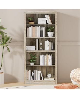 Modern 71 Inch Tall 5-Tier Wooden Bookcase, Open Storage Display Shelf for Bedroom, Living Room, Office, Home Organization and Holiday Decor