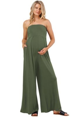 Women's Strapless Wide Leg Jumpsuit with Pockets