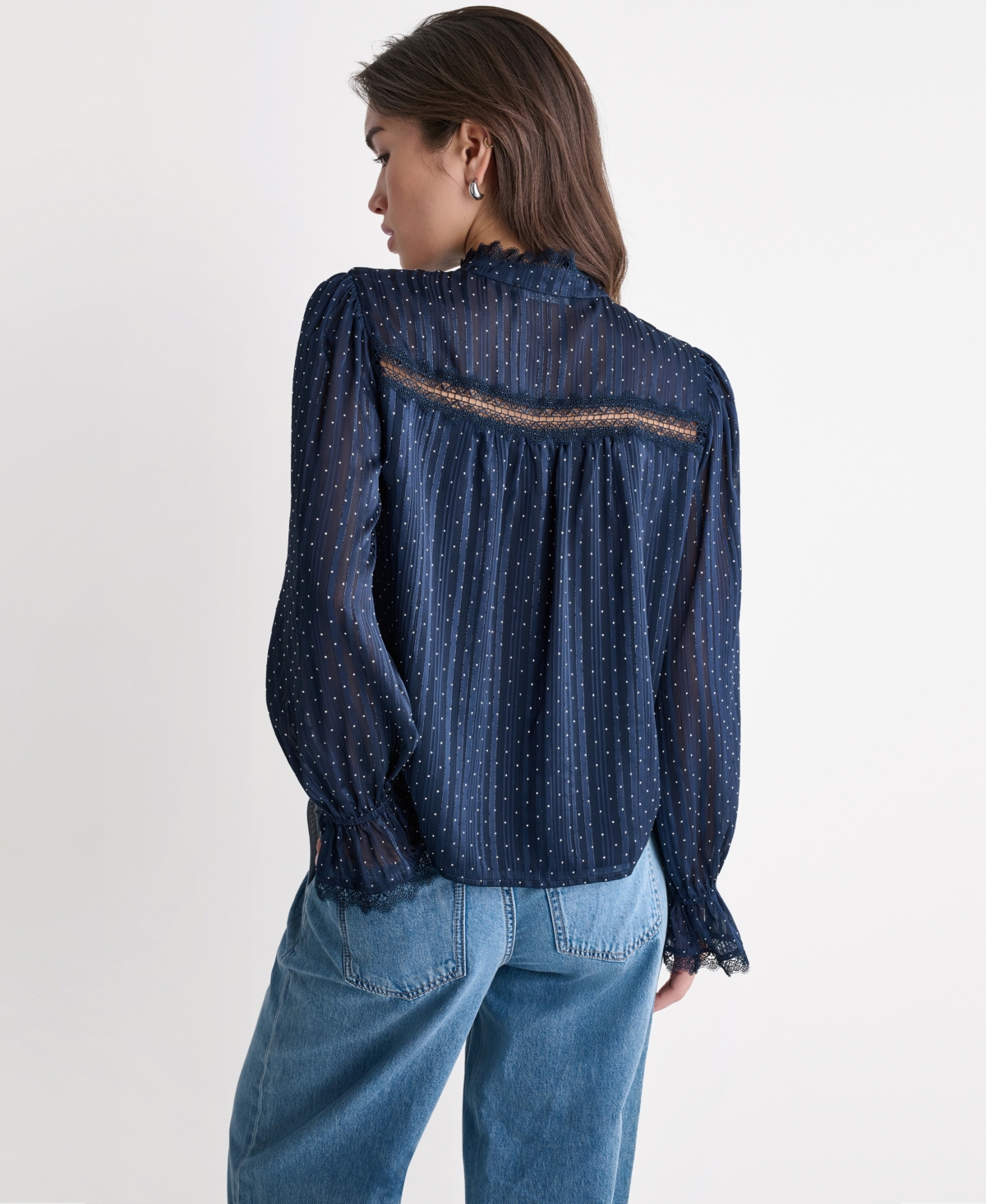 Bcbg Women's Long Sleeve Ruffle Collar Tops