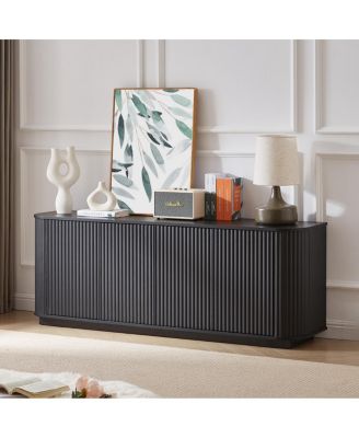 64 Inch Wave Pattern Wooden Sideboard Storage Cabinet