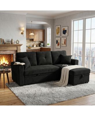Reversible Sectional Sleeper Sofa with Storage Fabric
