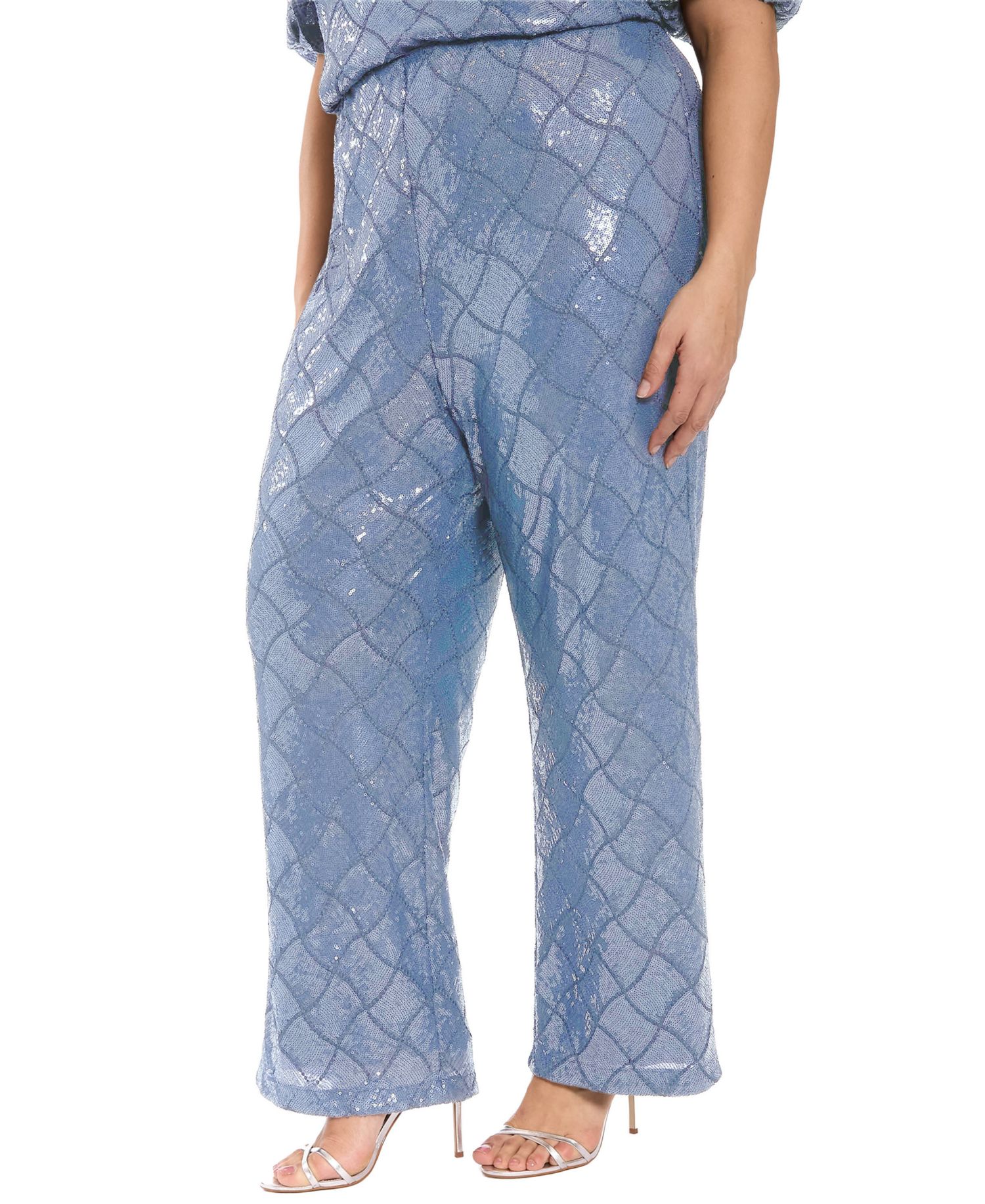 Plus Size Sequined Pull-On Pants