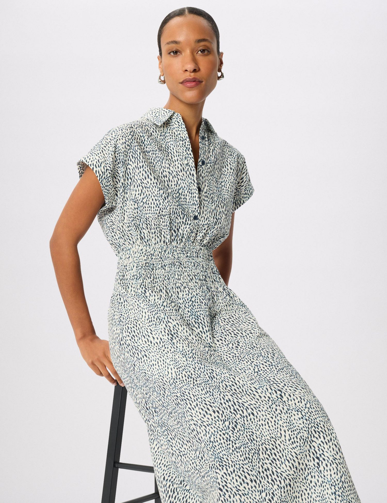 Women's Flecked Animal Collared Dress