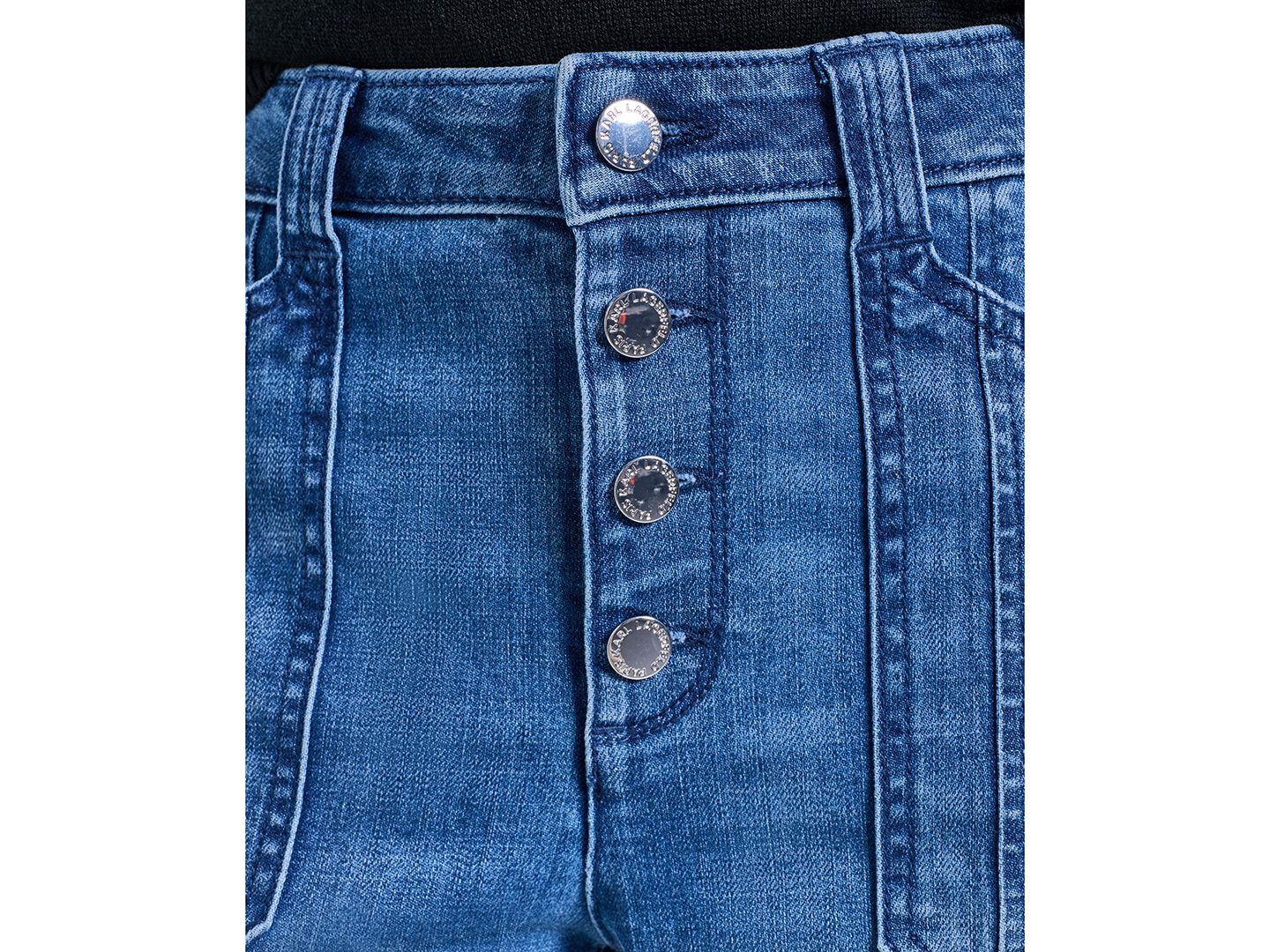 Женские джинсы KARL LAGERFELD PARIS Petite Button-Fly, цвет: Стальной синий — фото 7