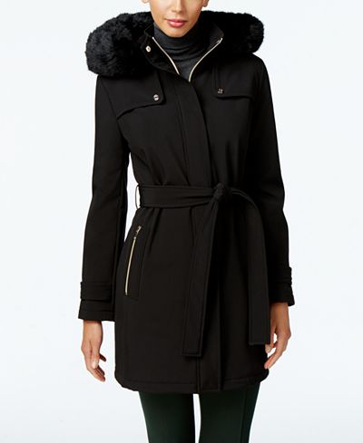 Ivanka Trump Faux-Fur-Trim Belted Coat