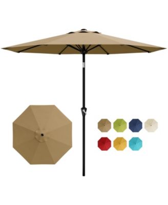 10Feet Round Market Patio Umbrella With 8 Ribs, Crank Lift And Push-Button Tilt, UV And Waterproof Canopy For Pool, Deck, Garden And Yard
