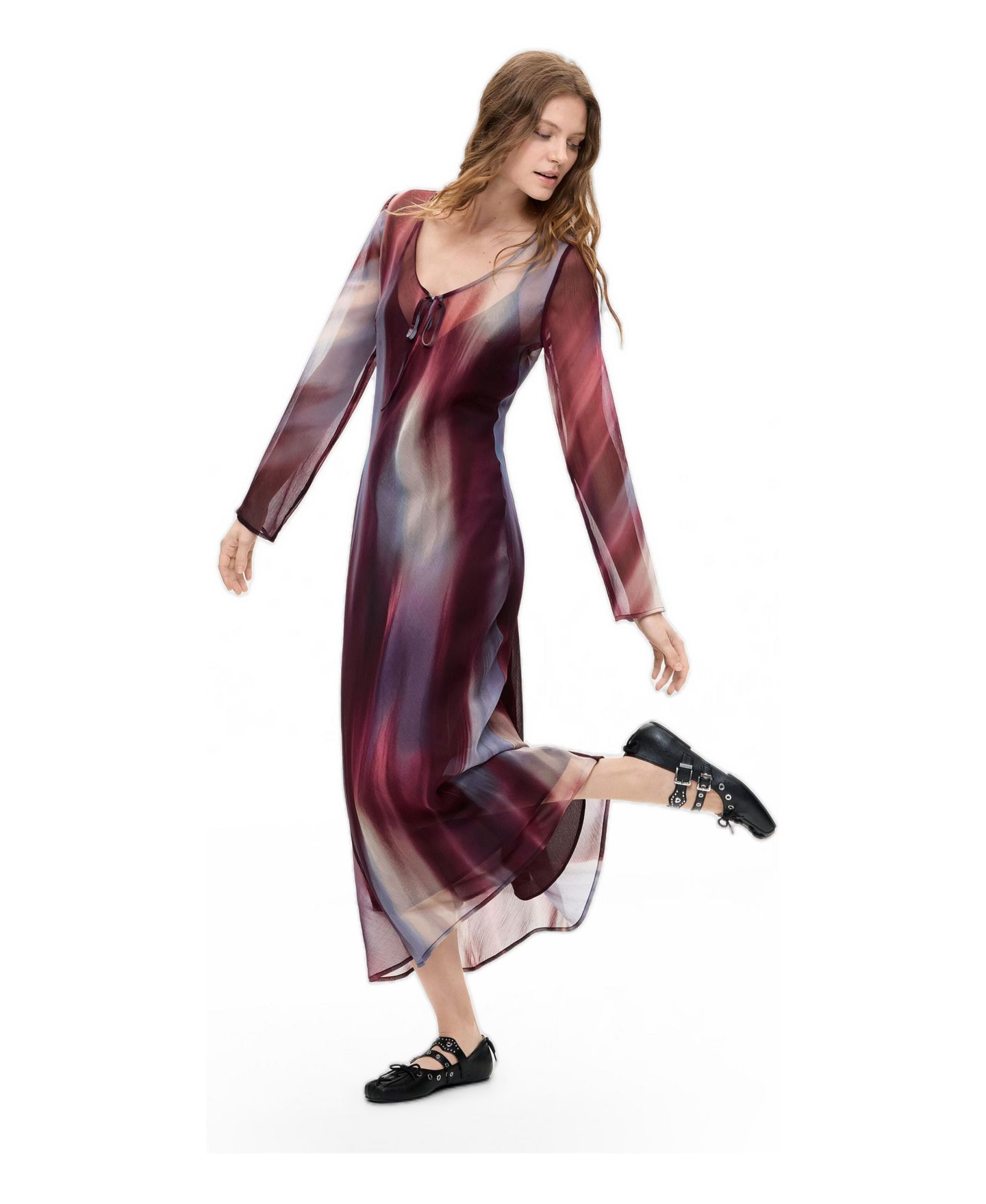 Женское платье Desigual Long-Sleeve Midi, цвет: Розовый — фото 3