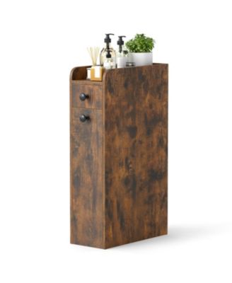 4-Tier Slim Bathroom Storage Cabinet with Drawers on Casters, 27-in H