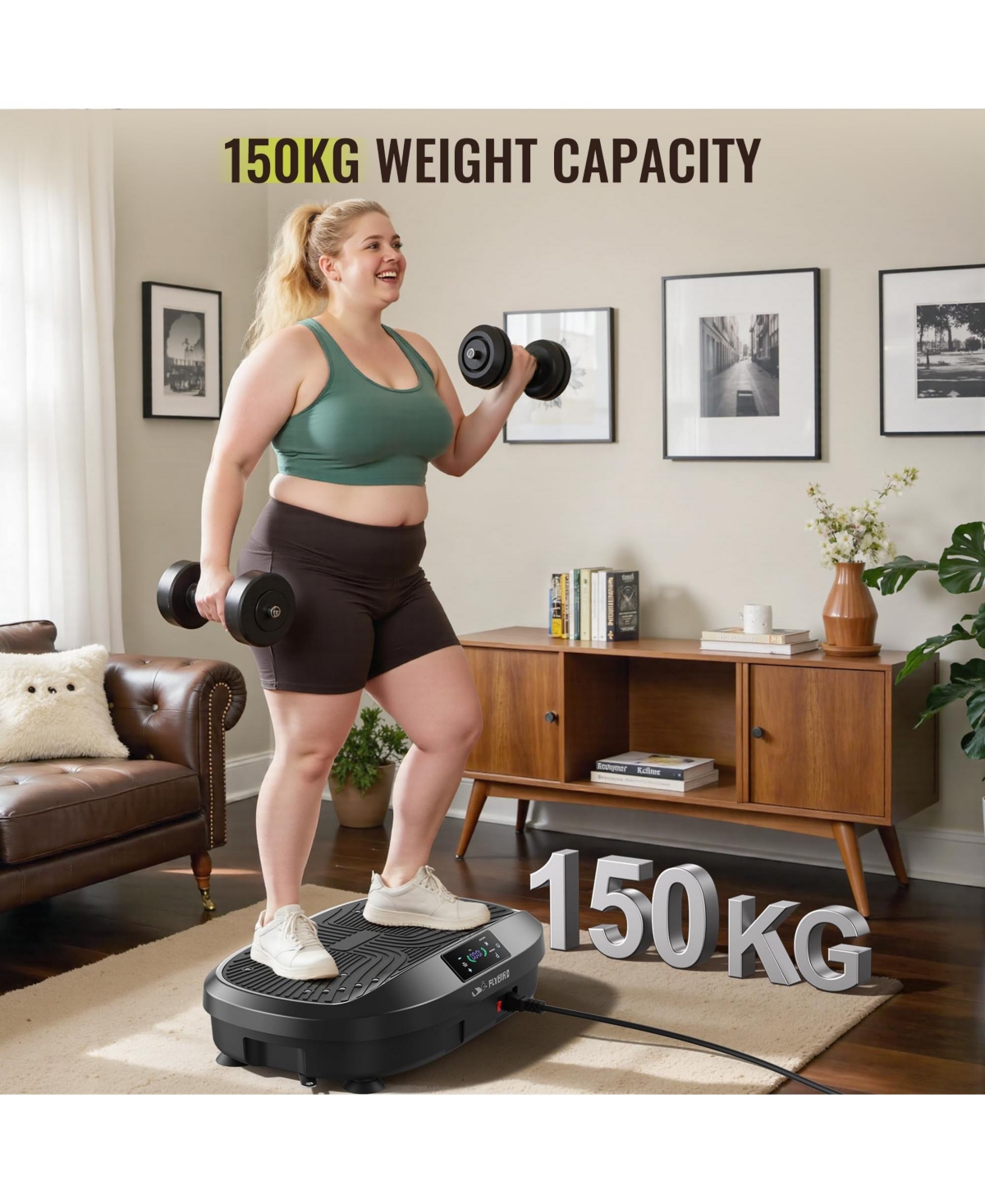 Fed Fitness Vibration Plate Exercise Machine, 330 Lbs Adjustable Speed High Intensity Vibration for Muscle Toning Weight Loss Lymphatic Drainage