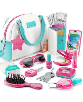 Play Purse Pretend Phone Wallet Cards Keys Makeup Role Play Kids Toy