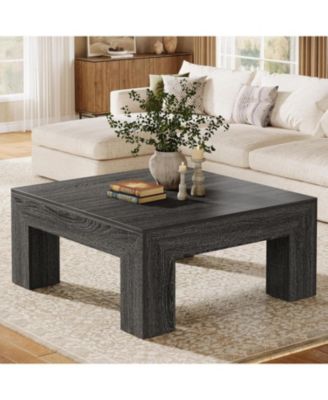 39.4-Inch Square Coffee Table for Living Room, Farmhouse All MDF Accent Center Cocktail Table
