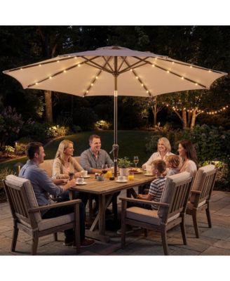 10Feet Solar LED Patio Umbrella With 32 Lights, Outdoor Umbrella With Tilt And Crank, 8 Iron Ribs For Garden Deck Pool - Multiple Colors