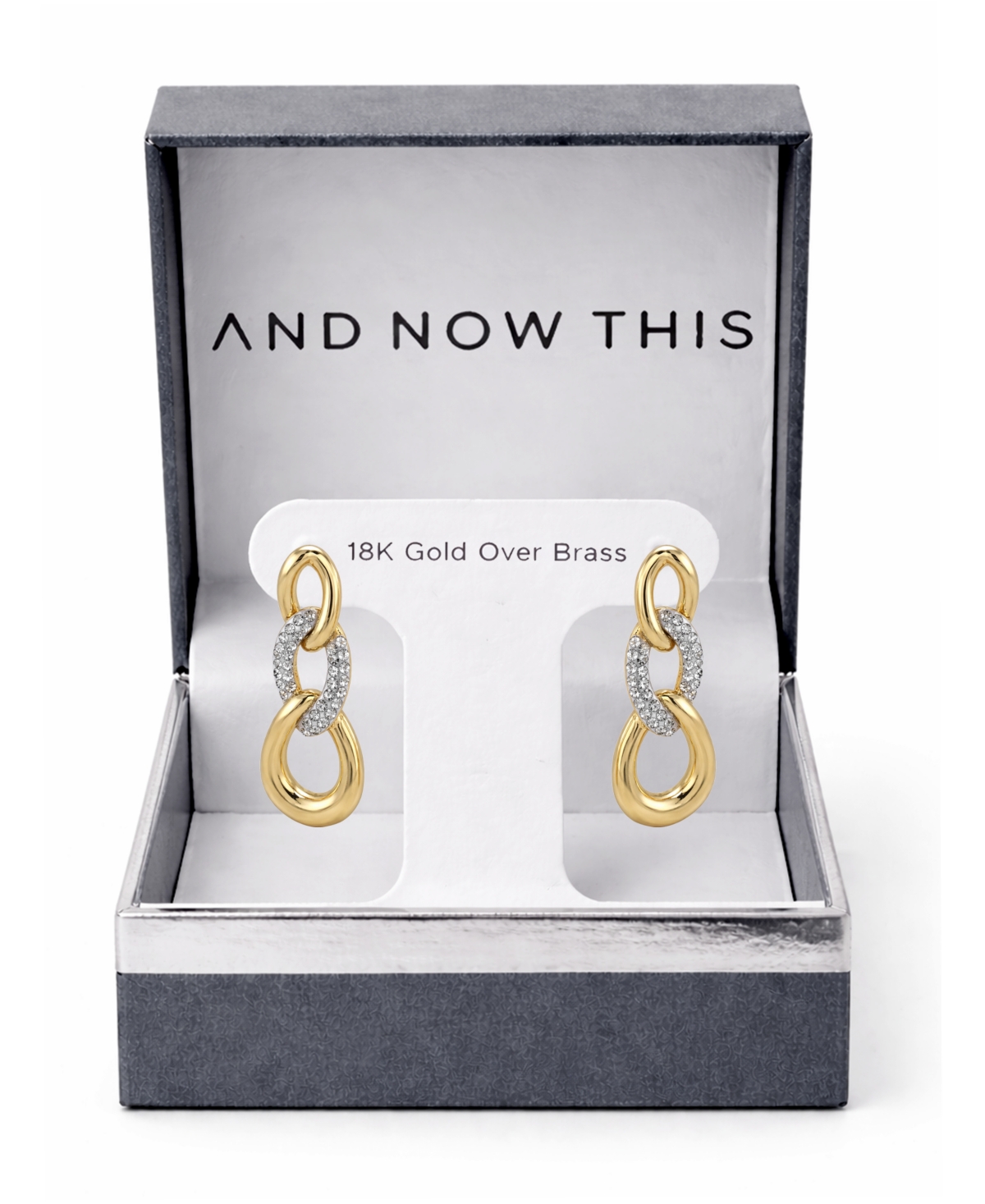 And Now This Crystal Link Drop Post Earrings