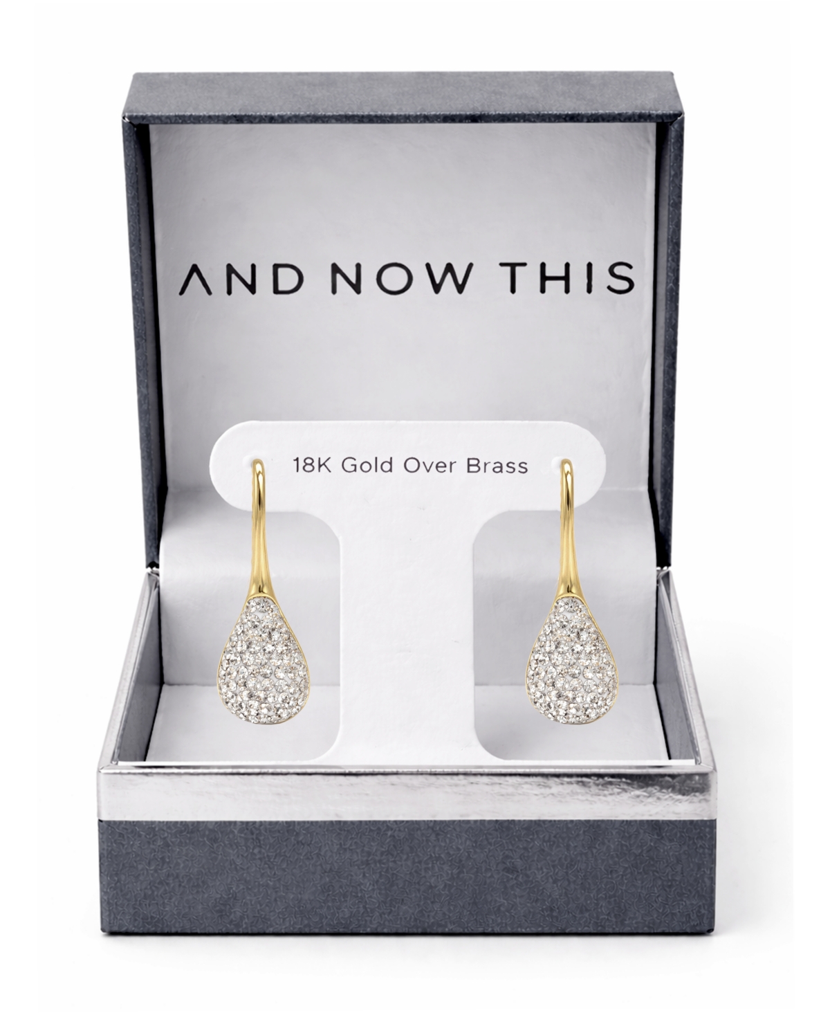 And Now This Crystal Paved Drop Wire Hook Earrings