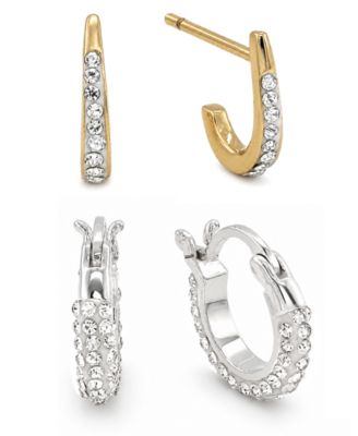 Duo Crystal Hoop Earring, Set of 2