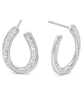 Crystal Curved Post Earring, Gold Plate and Silver Plate