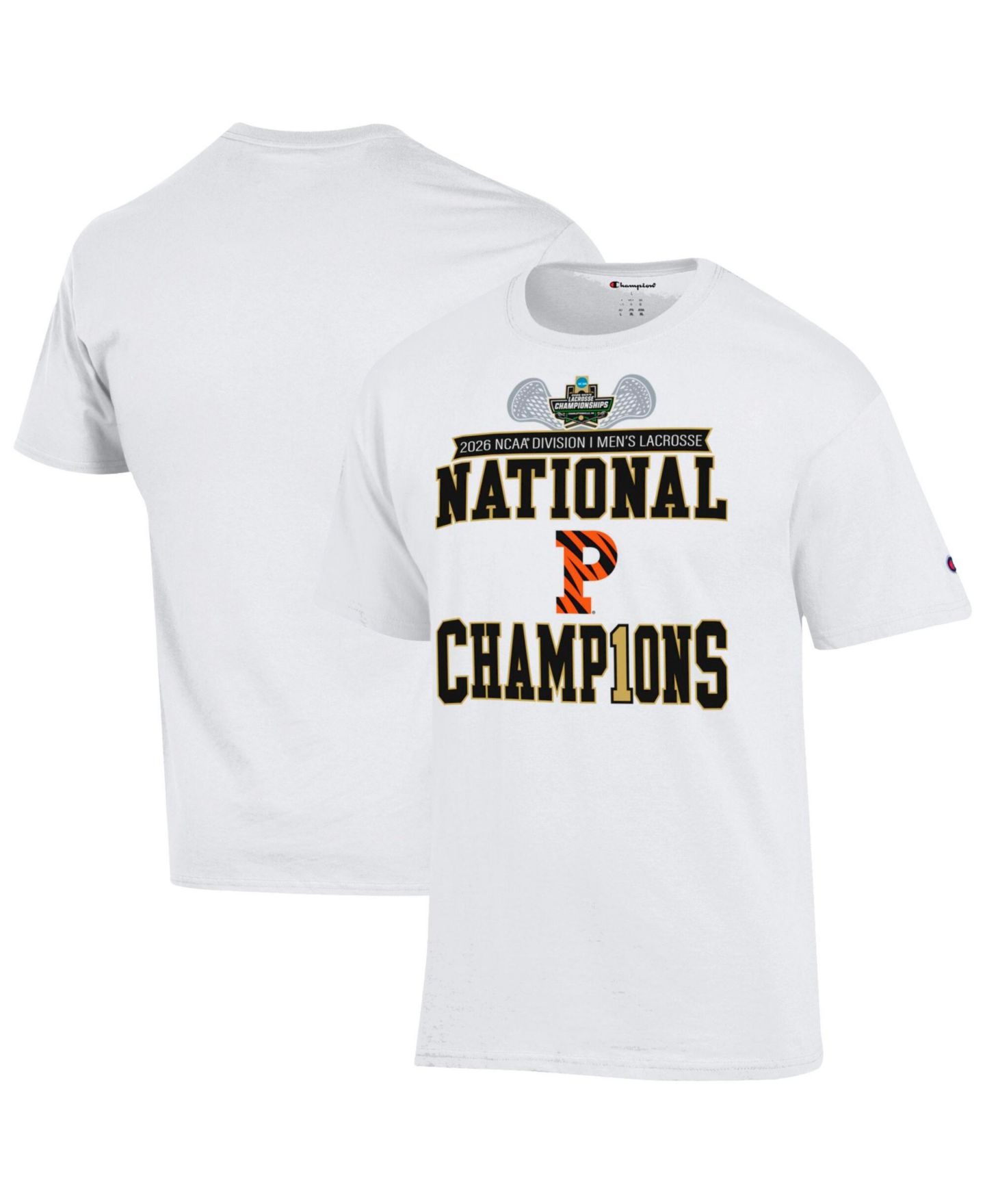 Футболка Champion White Princeton Tigers 2026 NCAA Men's Lacrosse National Locker Room — фото 1