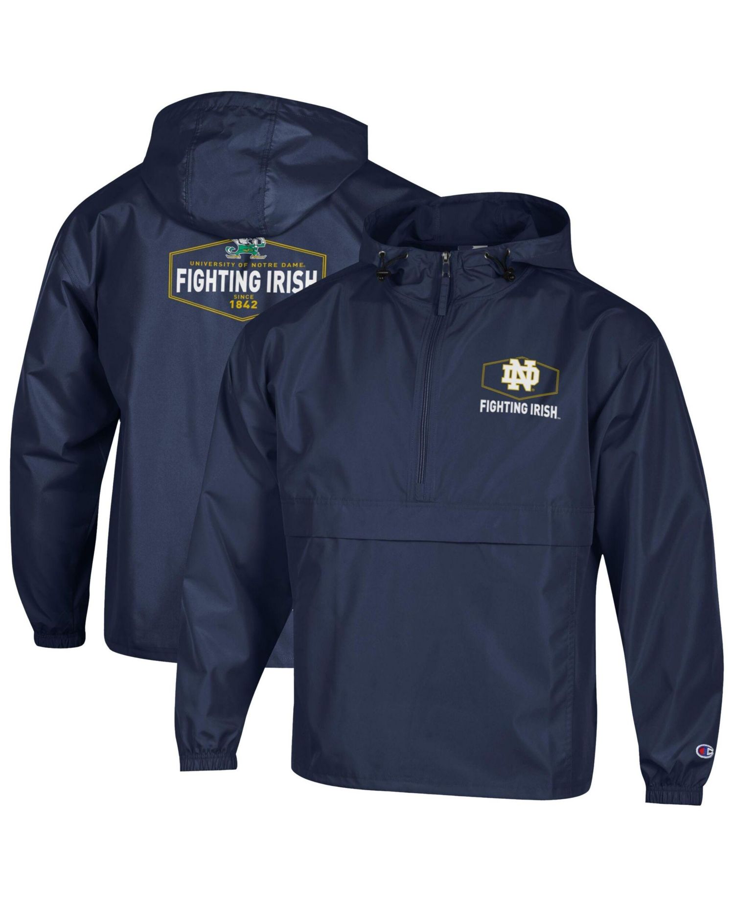 Men's Navy Notre Dame Fighting Irish Delay Packable Half-Zip Jacket