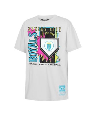 Big Boys and Girls White Kansas City Royals Cooperstown Neon Field Shock T-Shirt