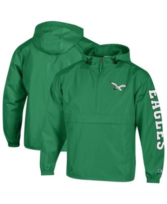 Men's Kelly Green Philadelphia Eagles Packable Hooded Windbreaker Half-Zip Jacket
