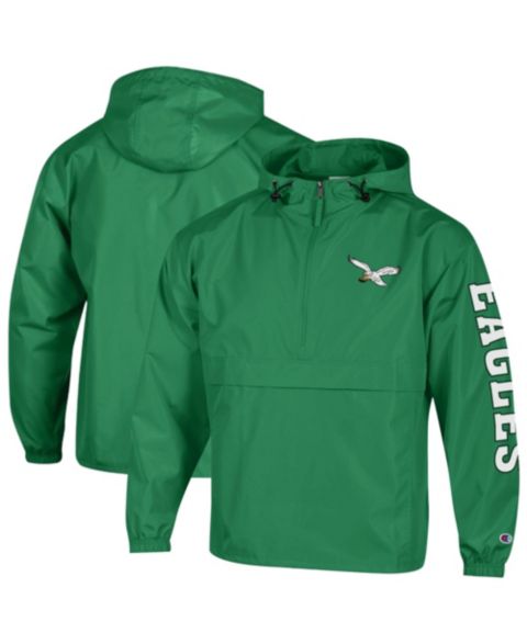 Мужская куртка Champion Kelly Green Philadelphia Eagles Packable Hooded Windbreaker Half-Zip