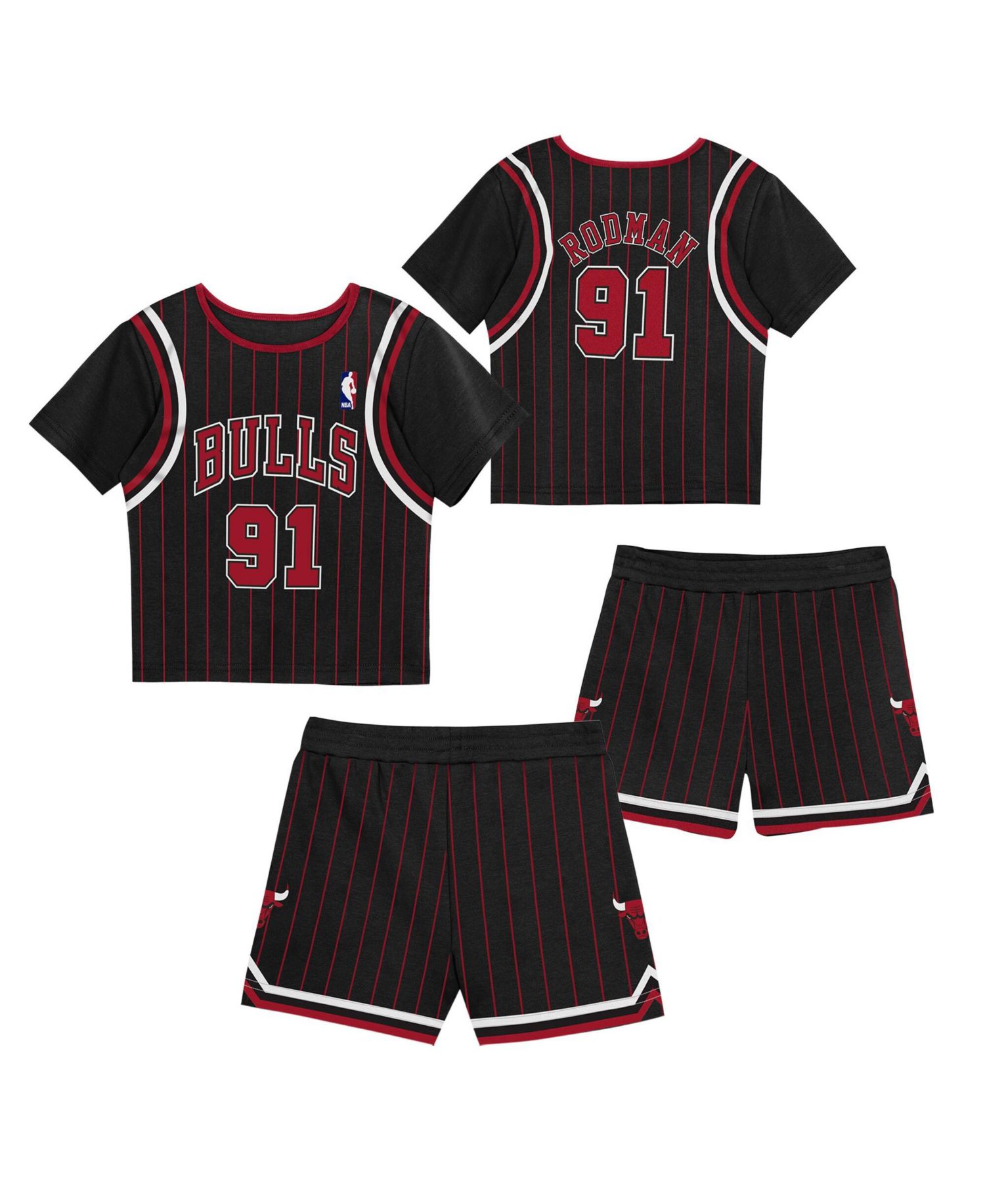 Preschool 2-Pack Dennis Rodman Black Chicago Bulls Play by Place T-Shirt and Shorts