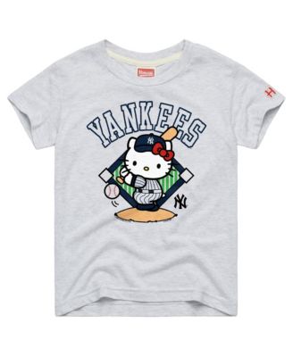 Big Boys and Girls Ash New York Yankees Hello Kitty x MLB Tri-Blend T-Shirt