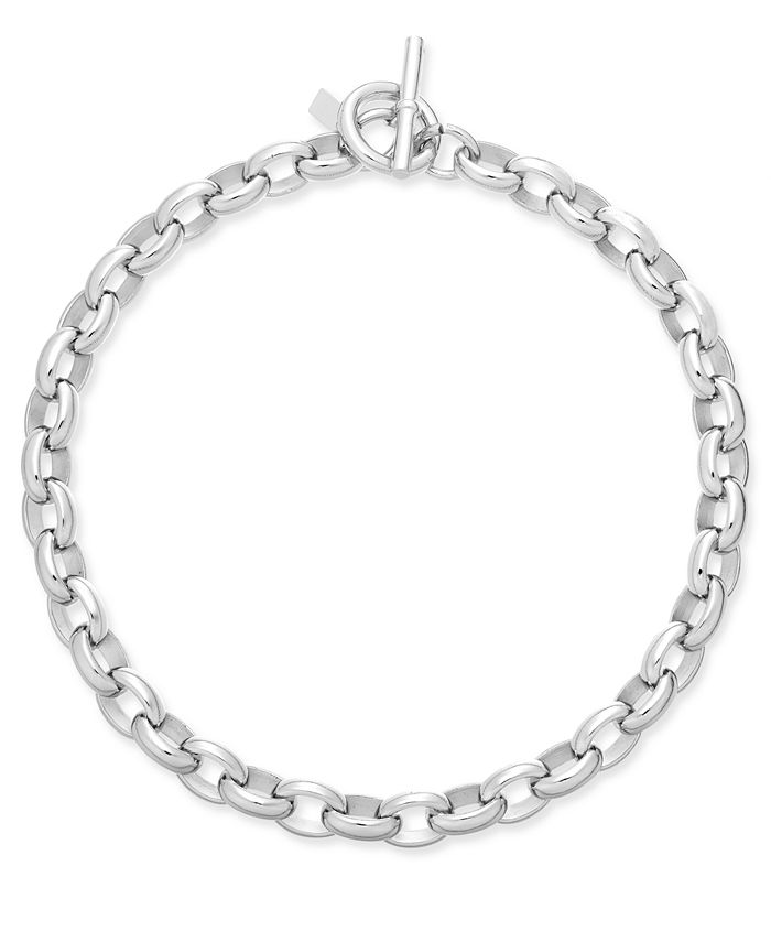 Lauren Ralph Lauren Silver-Tone Oval-Link Statement Necklace - Macy's
