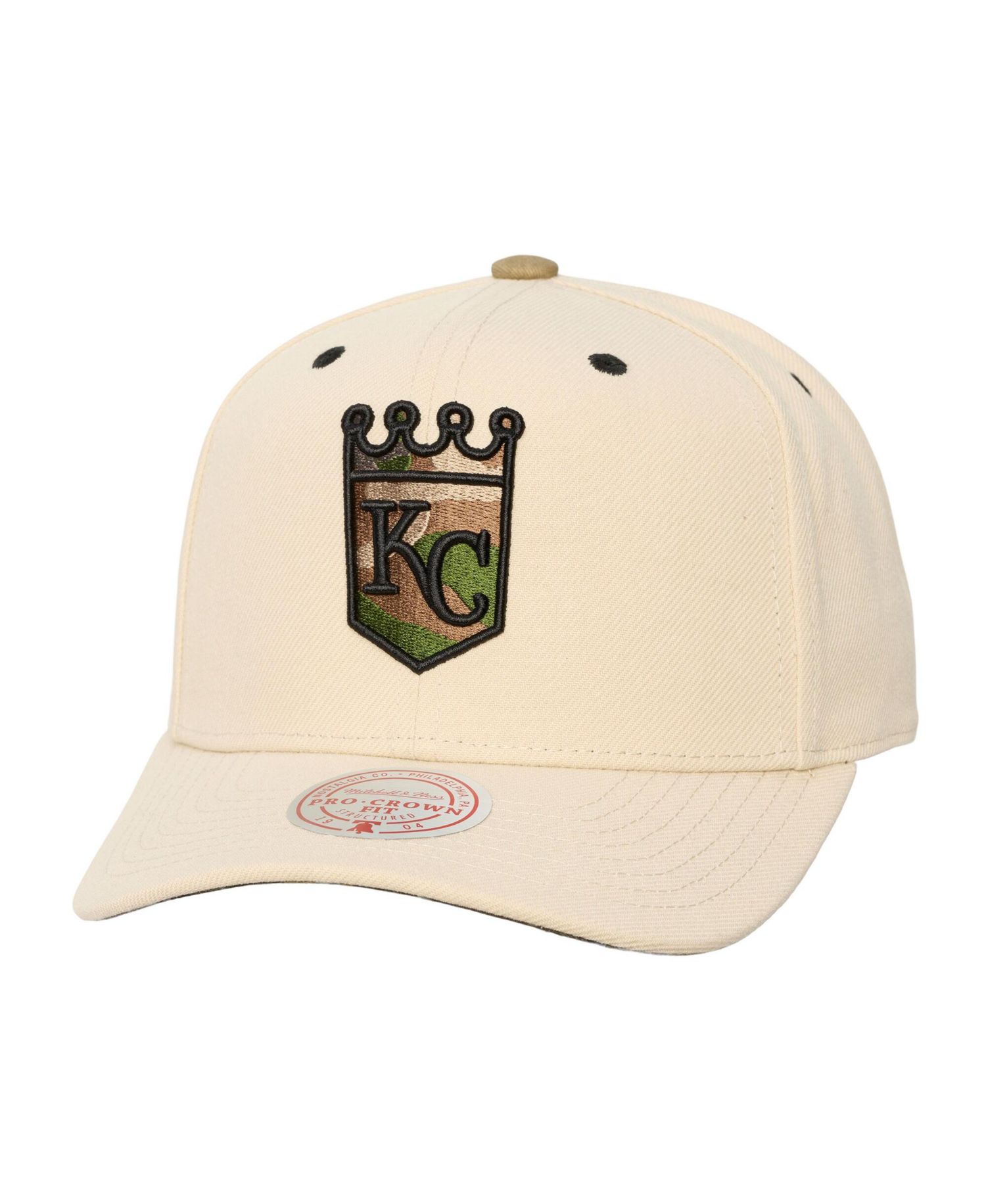 Men's and Women's Cream Kansas City Royals Camo Logo Pro Crown Snapback Hat