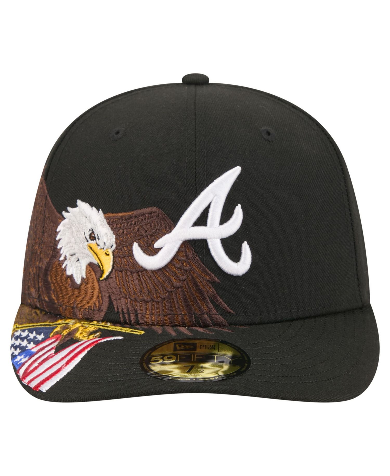 Men's Black Atlanta Braves Americana Bald Eagle Pre-Curved 59FIFTY Fitted Hat