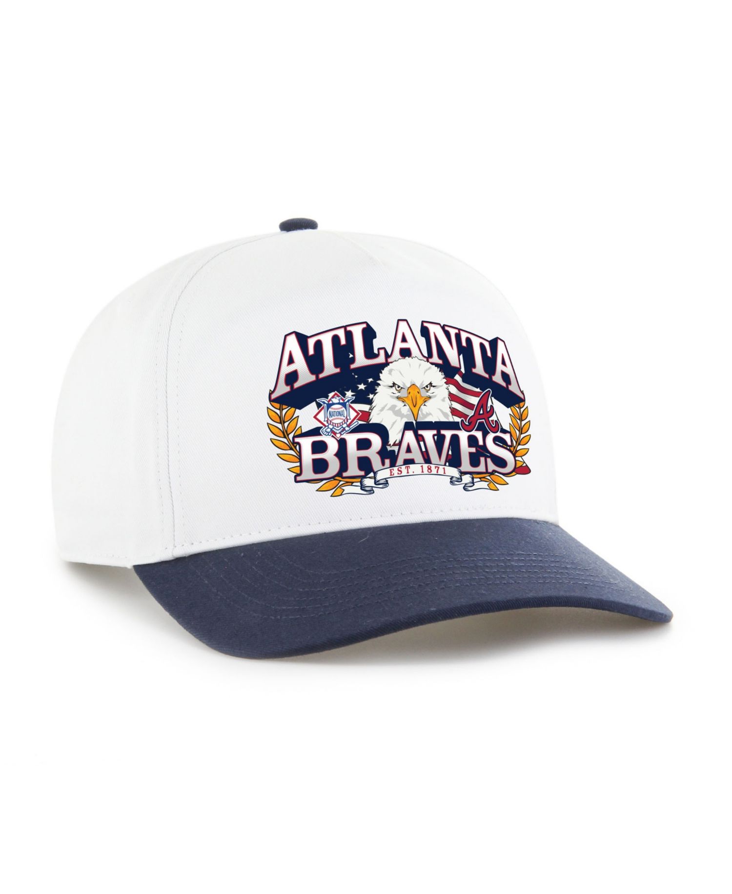 Men's White/Navy Atlanta Braves Americana Eagle Hitch Adjustable Hat