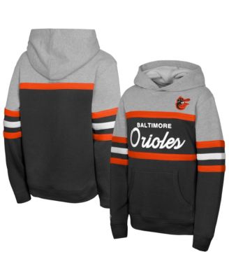 Big Boys and Girls Black/Gray Baltimore Orioles Cooperstown Head Coach Pullover Hoodie
