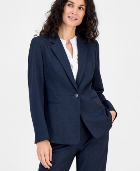 Женский пиджак Kasper Notch-Collar Waist-Seam Blazer, цвет: Синий