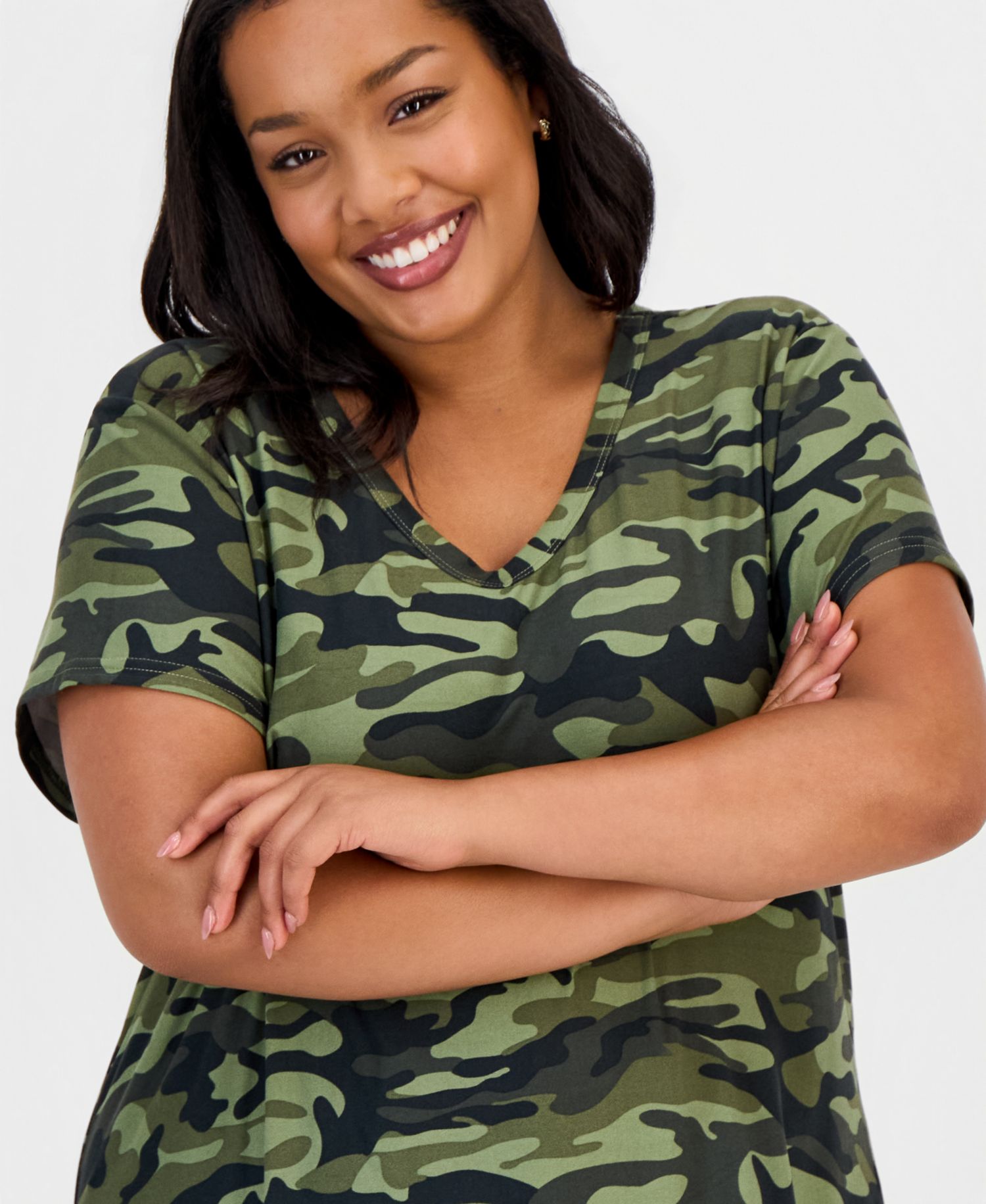 Trendy Plus Size Printed V-Neck Tunic