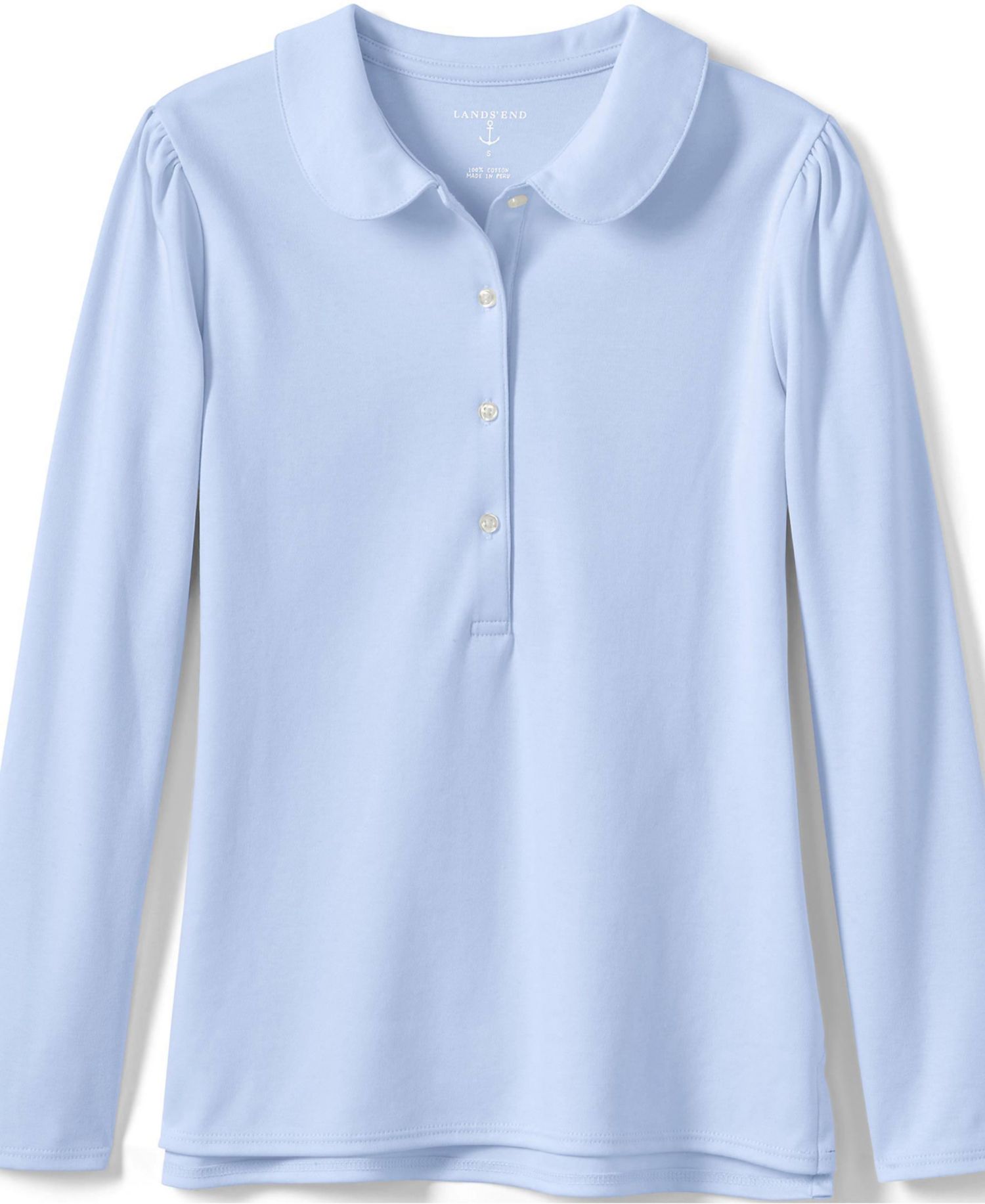 Child School Uniform Girls Long Sleeve Peter Pan Collar Polo Shirt