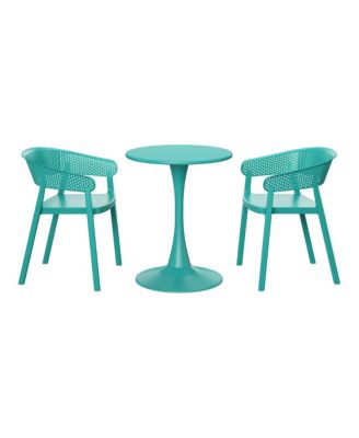 3-Piece Indoor Outdoor Metal Patio Dining Table Set With Stackable Patio Chairs