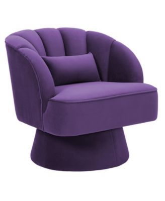 Modern Swivel Barrel Accent Chair, 360degree(s) Teddy Fabric Upholstered Armchair with Striped Backrest and Plush Padding for Living Room