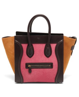 Mini Luggage Tricolor Calf Hair and Leather Tote