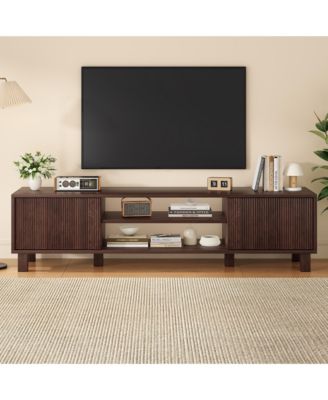Modern Large TV Stand with Storage and Open Shelves