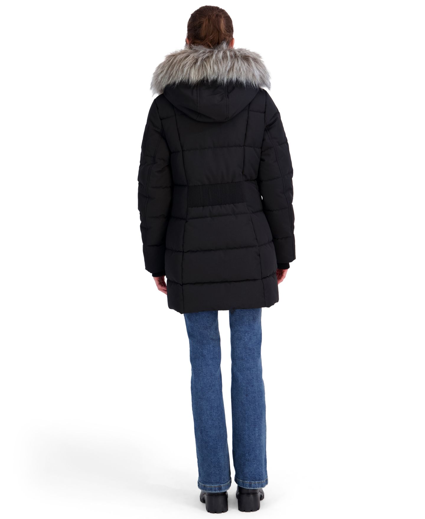 Женская куртка Nautica Faux-Fur-Trim Hooded Puffer, цвет: Чёрный — фото 10