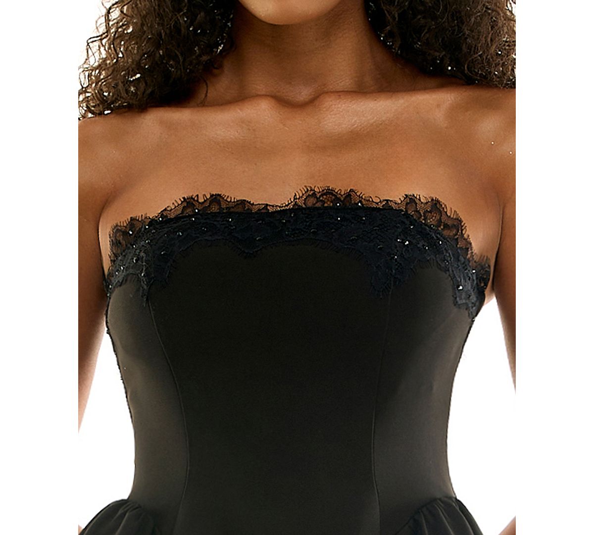 SENI & CADE Juniors' Lace Beaded Trim Strapless Mini Dress view 4 — MAYCSS fashion products