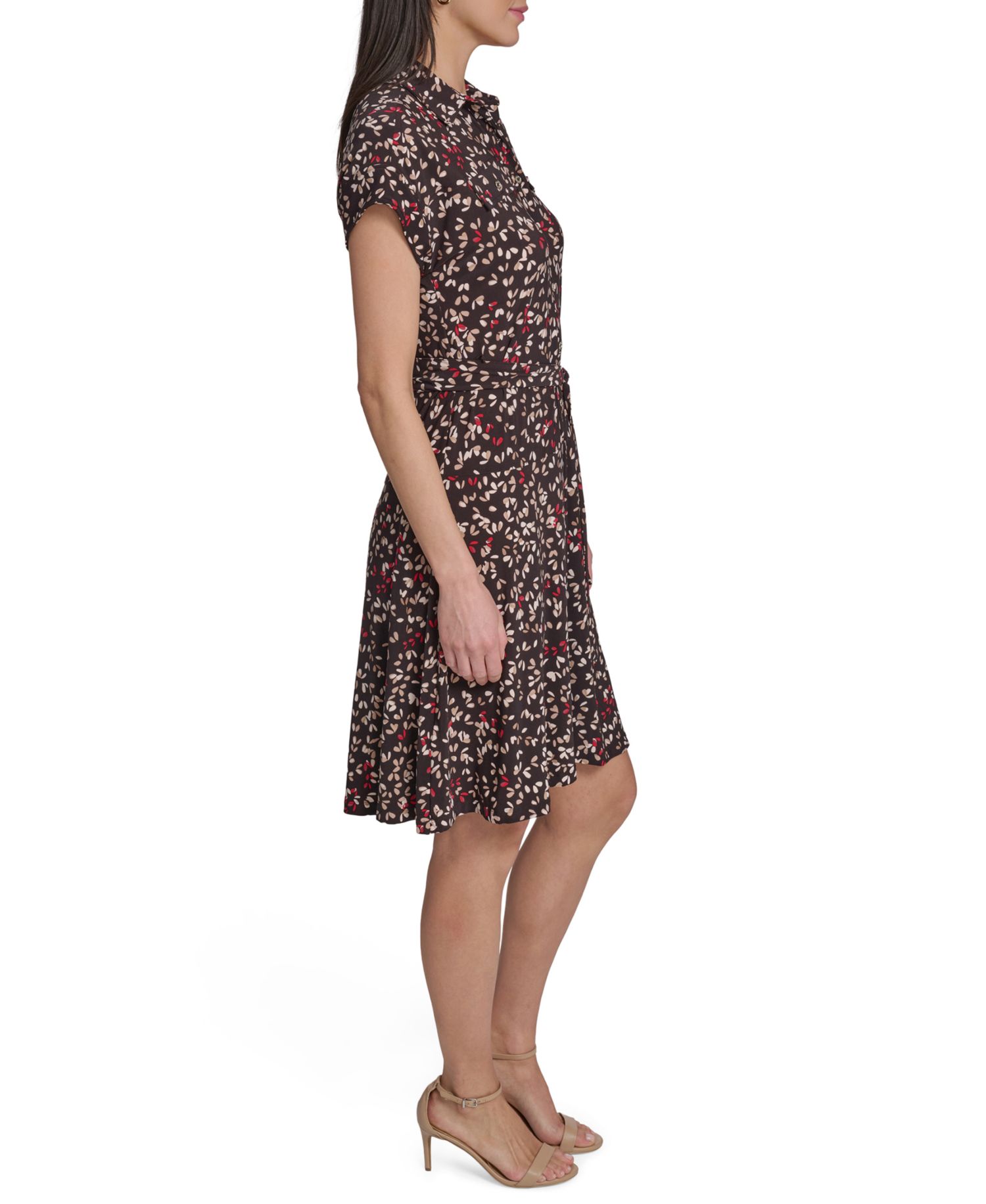 Women's Short-Sleeve Self-Tie Jersey Shirt Dress
