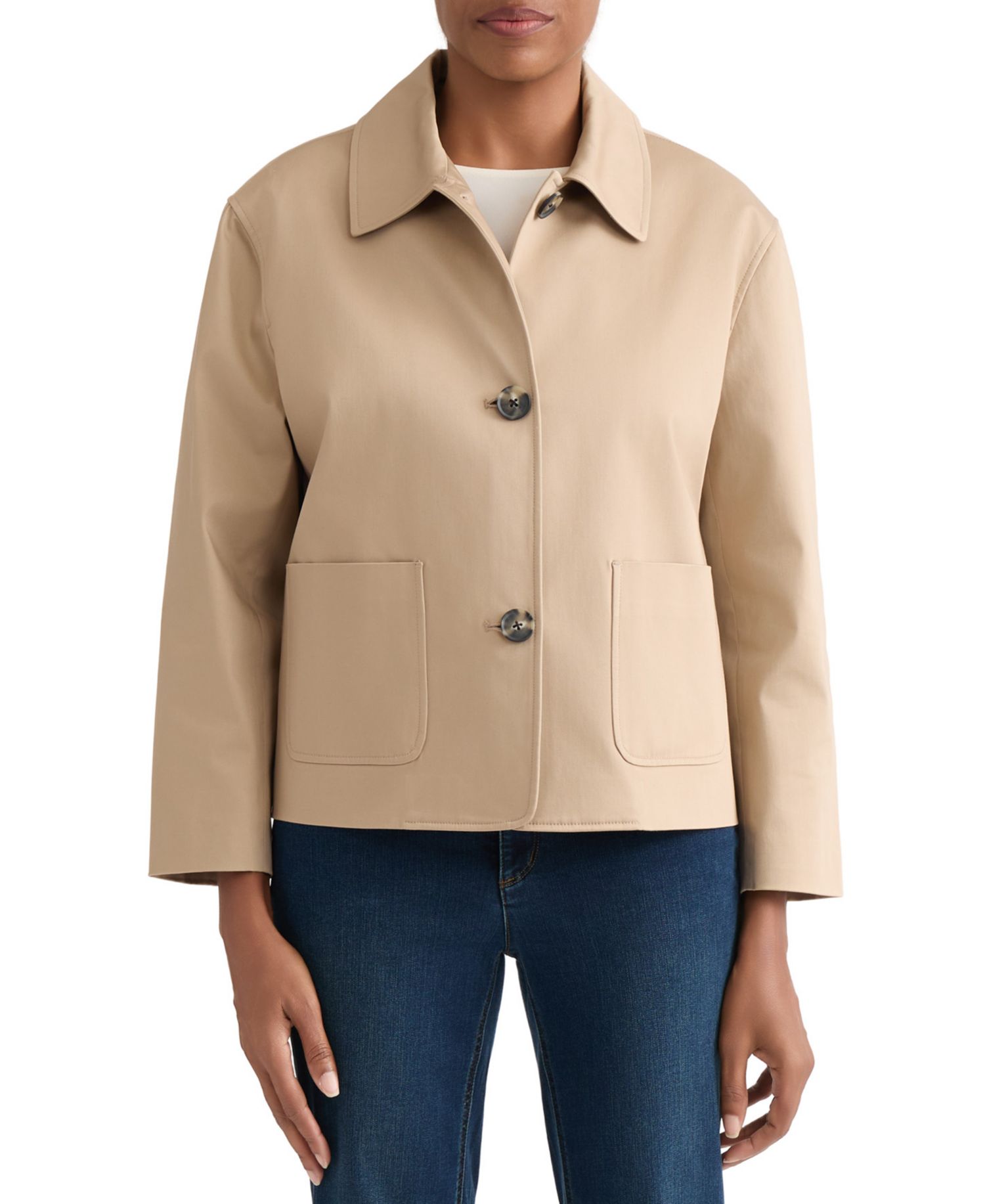 Petite Notch Collar Three-Button Front Jacket