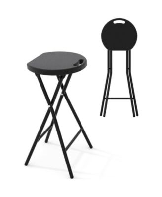 1 Piece 28 Inch Ourdoor Folding Stool, Folding Bar Stool with Handle for Outdoor Indoor Kitchen Home Bar, Assembly Free