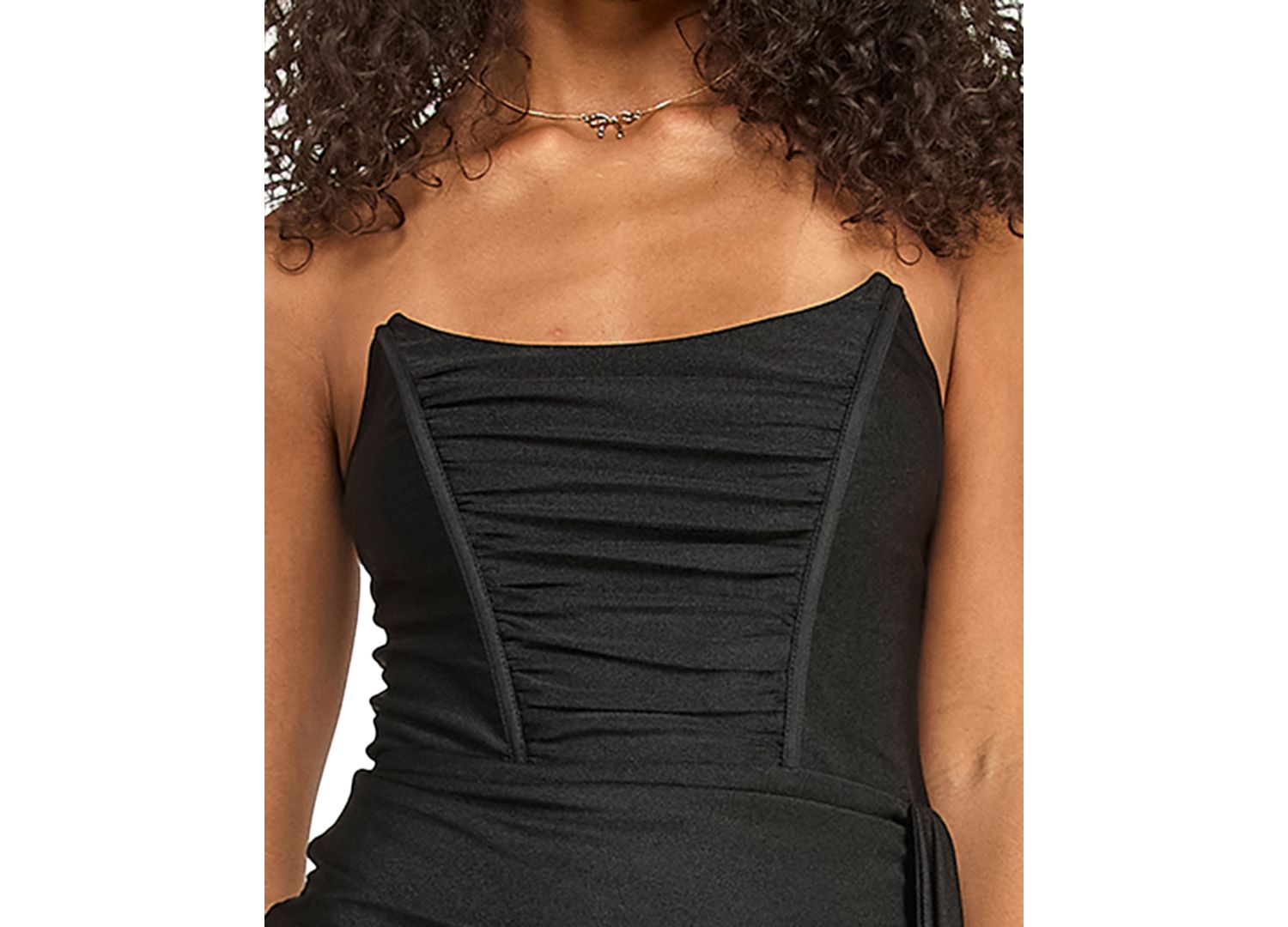 Juniors' Corseted Strapless Side Sash Detail Mini Dress
