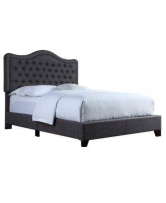 Modern Upholstered Bed Frame with Curved Tufted Headboard Platform Bed with Solid Wood Frame