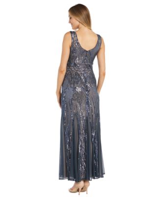 silver dress petite Grey Mist Coast Petite Party Sequin Long Sleeve Midi Dress