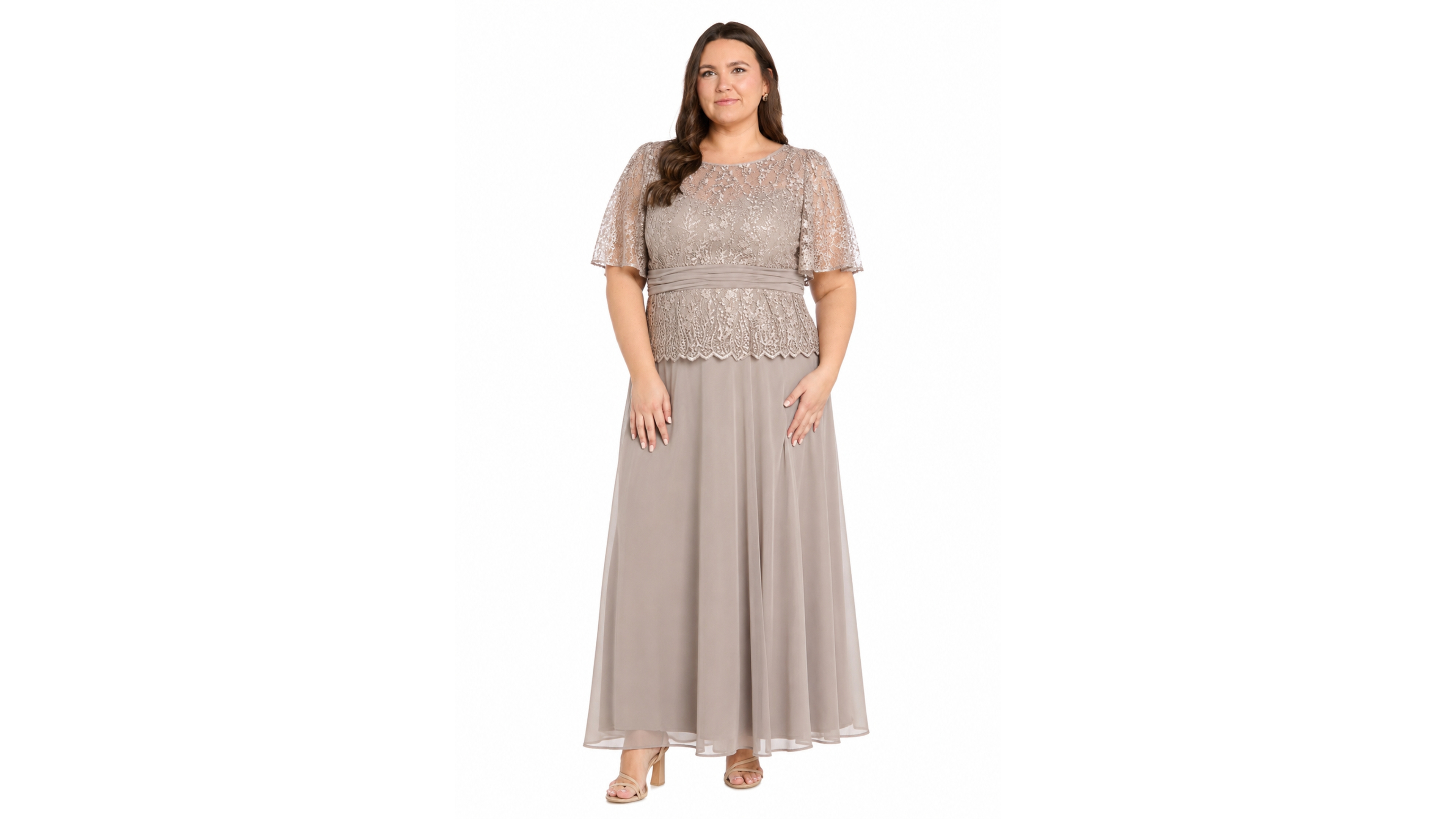R & M Richards Plus Lace Bodice Gown